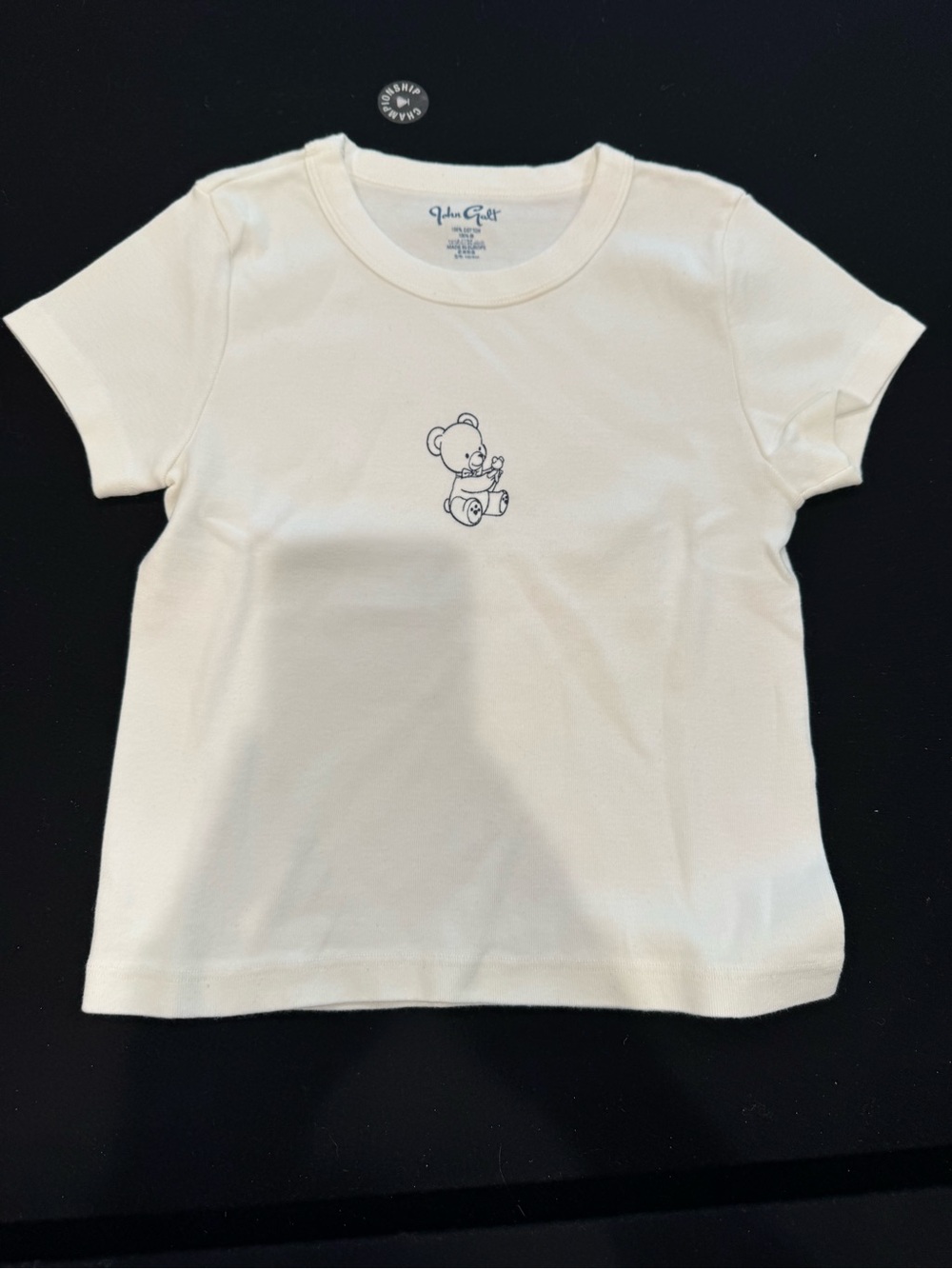 Brandy Melville Cream Tee with Small Teddy Outline